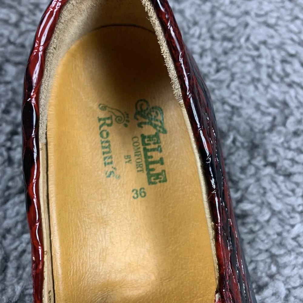 Helle Romu's Comfort Shoes Black Red Spain Reptile Skin Loafer Sz EU 36 US 5.5-6